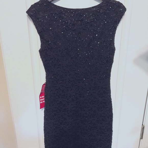 Connected Apparel Sequin-Lace-NWT-Lined Perfect "Little Black Dress"-Size 6 - Picture 9 of 14